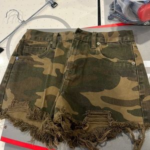 Camouflage green Jean shorts